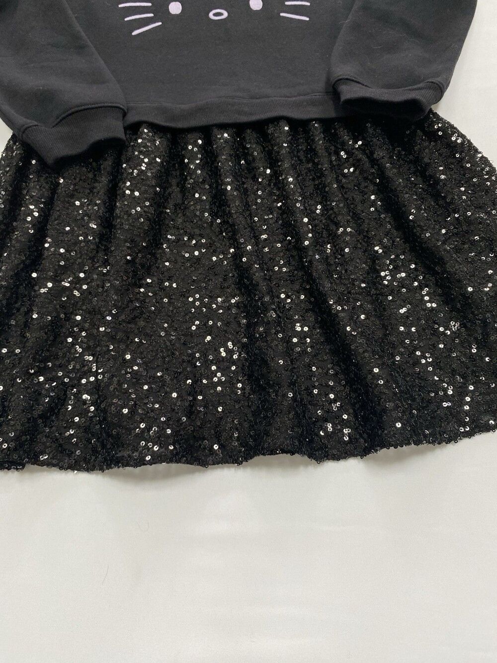 Hello Kitty The Children's Place Girls Sequin Fleece Dress - Size L (10/12) - Picture 3 of 9